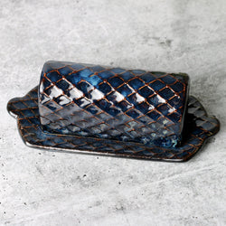 Ceramic Covered Butter Dish - Midnight Blue Glaze