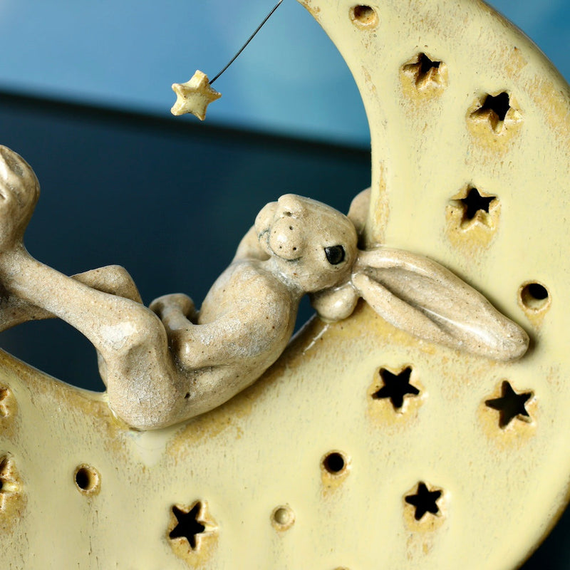 Stargazing Hare Sculpture- Soft Yellow